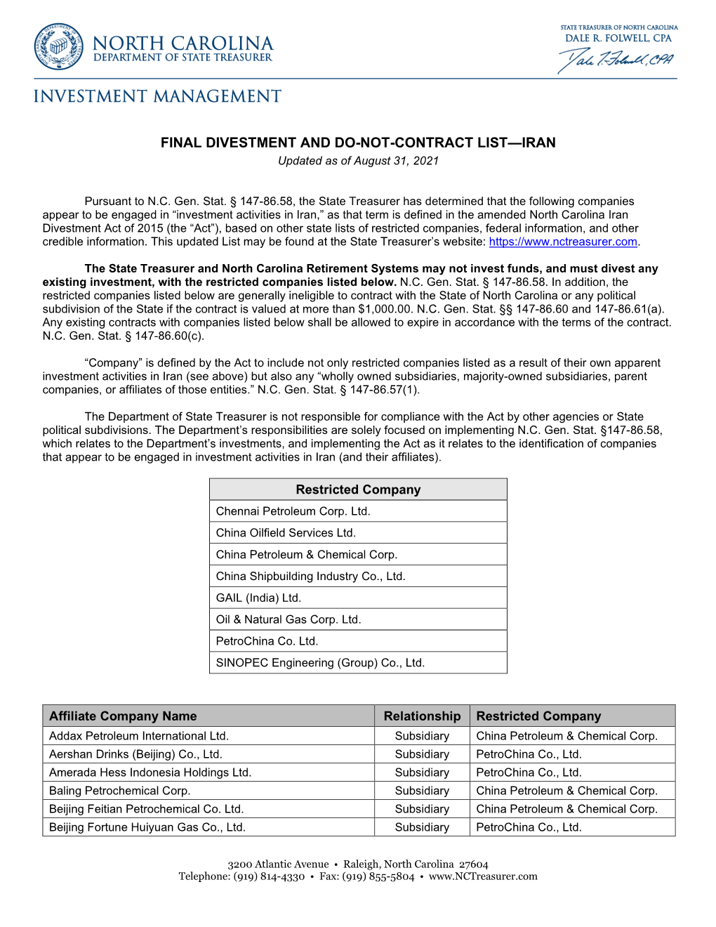 Investment Management Letterhead