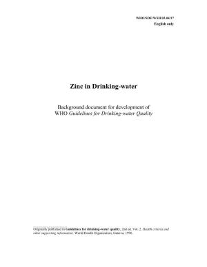 Zinc in Drinking-Water