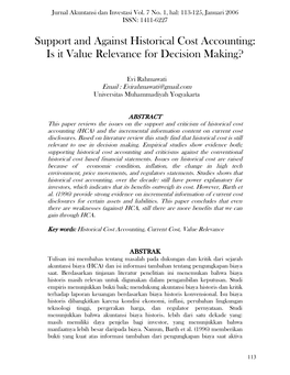 Historical Cost Accounting: Value Relevance for Decision Making