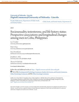 Sociosexuality, Testosterone, and Life History Status: Prospective Associations and Longitudinal Changes Among Men in Cebu, Philippines Lee T