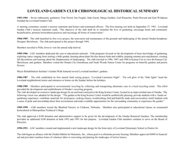 Loveland Garden Club Chronological Historical Summary