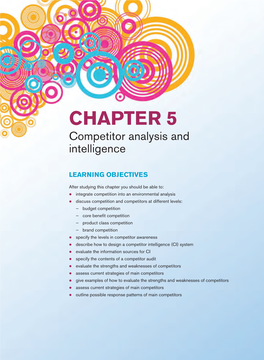 CHAPTER 5 Competitor Analysis and Intelligence