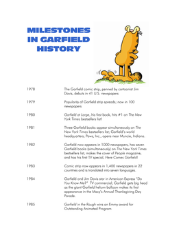 Milestones in Garfield History