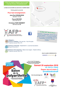 Salon Polyarthrite, Grosbliederstroff-Septembre 2018