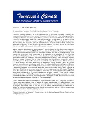 Tennessee – a Tale of Three Climates