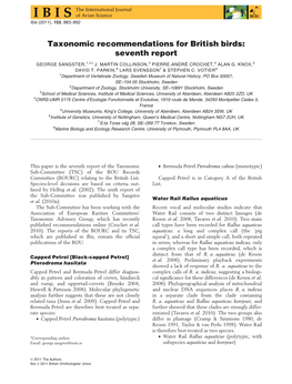 Taxonomic Recommendations for British Birds: Seventh Report