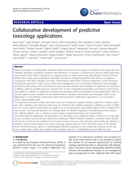 Collaborative Development of Predictive Toxicology Applications