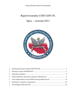 Raport CERT.GOV.PL Za III Kwartal 2011 Pdf, 2.12 MB