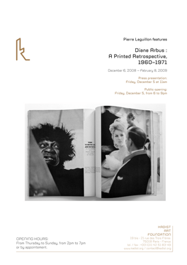 Diane Arbus : a Printed Retrospective, 1960–1971