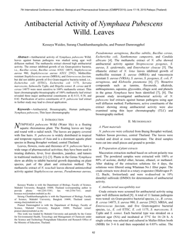 Antibacterial Activity of Nymphaea Pubescens Willd. Leaves