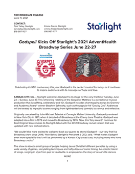 Godspell Kicks Off Starlight's 2021 Adventhealth