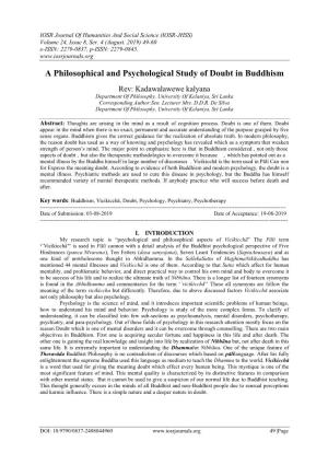 A Philosophical and Psychological Study of Doubt in Buddhism