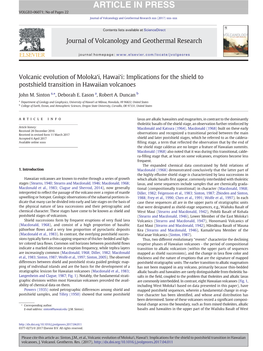 Implications for the Shield to Postshield Transition in Hawaiian Volcanoes