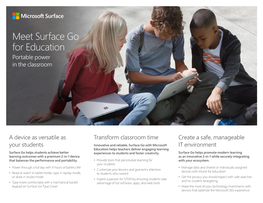 Meet Surface Go for Education Portable Power in the Classroom
