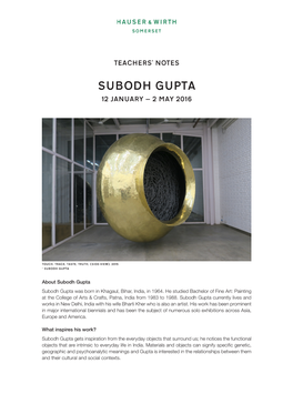 Subodh Gupta 12 January – 2 May 2016