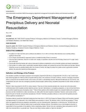 The Emergency Department Management of Precipitous Delivery and Neonatal Resuscitation | 2019-05-03 | Relias Media - Continuing …