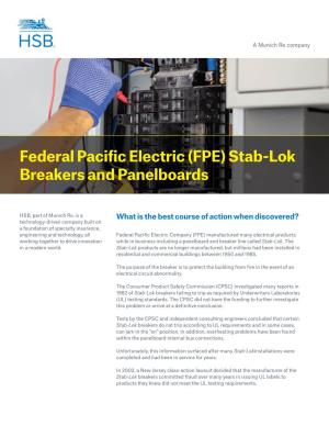 Federal Pacific Electric (FPE) Stab-Lok Breakers and Panelboards