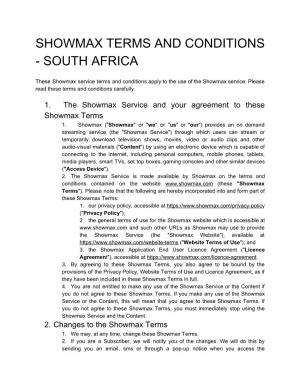 Showmax Terms and Conditions - South Africa