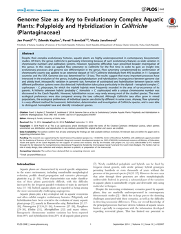 Genome Size As a Key to Evolutionary Complex Aquatic Plants: Polyploidy and Hybridization in Callitriche (Plantaginaceae)