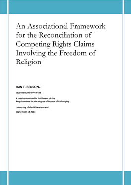 An Associational Framework for the Reconciliation of Competing Rights Claims Involving the Freedom of Religion