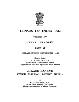 Village Survey Monograph No-II, Village Bankati, Part VI, Vol-XV