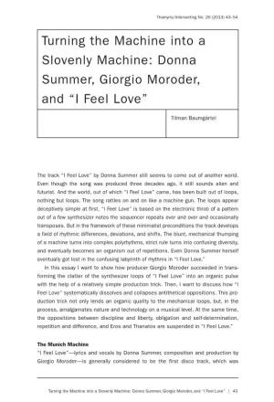 Donna Summer, Giorgio Moroder, and “I Feel Love”