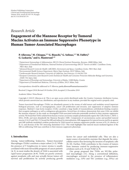 Engagement of the Mannose Receptor by Tumoral Mucins Activates an Immune Suppressive Phenotype in Human Tumor-Associated Macrophages