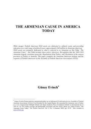 The Armenian Cause in America Today