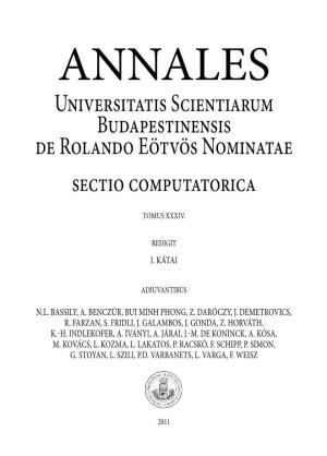 Universitatis Scientiarum Budapestinensis De Rolando Eötvös Nominatae Sectio Computatorica