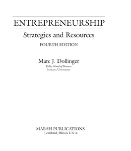 ENTREPRENEURSHIP Strategies and Resources FOURTH EDITION