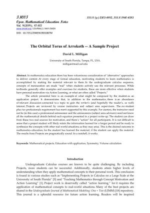 IMVI the Orbital Torus of Arrokoth -- a Sample Project