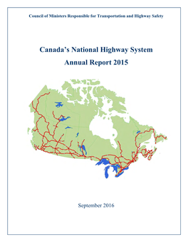 Canada's National Highway System Annual Report 2015