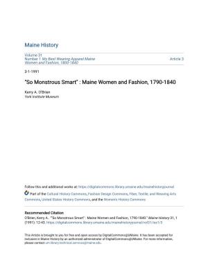 Maine Women and Fashion, 1790-1840