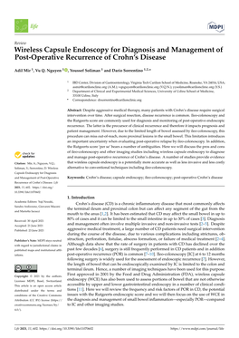 Wireless Capsule Endoscopy for Diagnosis and Management of Post-Operative Recurrence of Crohn’S Disease