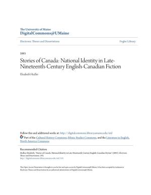 Stories of Canada: National Identity in Late-Nineteenth-Century English-Canadian Fiction" (2003)