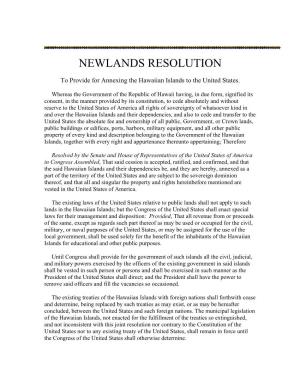Newlands Resolution