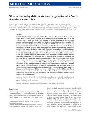 Stream Hierarchy Defines Riverscape Genetics of a North American Desert
