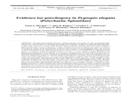 Evidence for Poecilogony in Pygospio Elegans (Polychaeta: Spionidae)