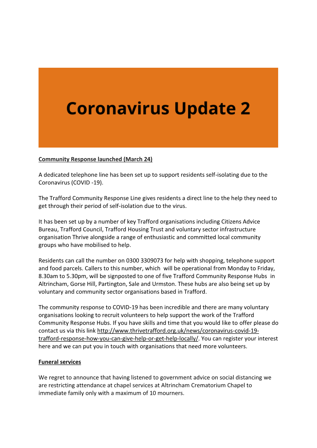 Coronavirus Update 2