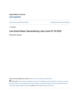 Law School News: Remembering John Lewis 07-18-2020