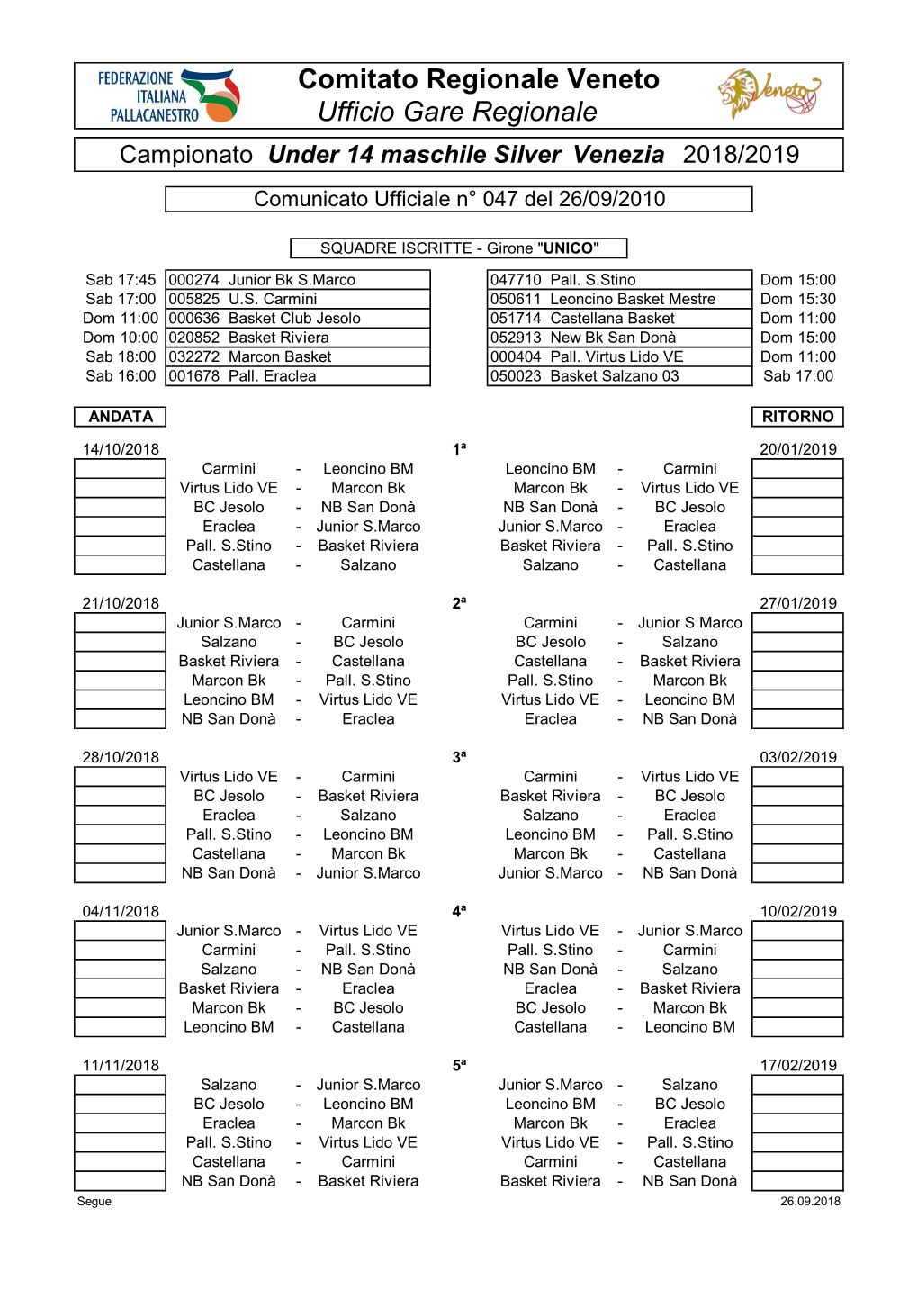 CU 47 U14ms VE Cal Prov Qualificazione