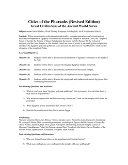 Cities of the Pharaohs (Revised Edition) Great Civilizations of the Ancient World Series