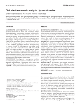 Clinical Evidence on Visceral Pain. Systematic Review Evidência Clínica Sobre Dor Visceral