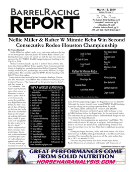 Nellie Miller & Rafter W Minnie Reba Win Second Consecutive Rodeo