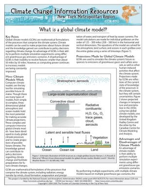 What Is a Global Climate Model? Key Points Tation of Water, and Transport of Heat by Ocean Currents