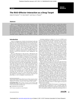 The RAS–Effector Interaction As a Drug Target Adam B