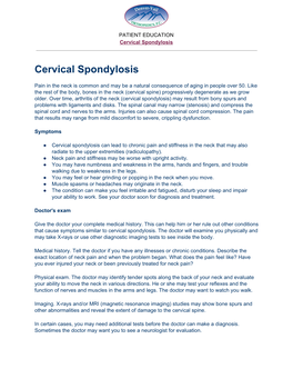 Cervical Spondylosis