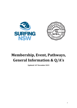 Membership, Event, Pathways, General Information & Q/A's