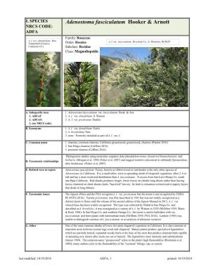 Adenostoma Fasciculatum Hooker & Arnott NRCS CODE: ADFA Family: Rosaceae A