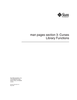 Man Pages Section 3: Curses Library Functions